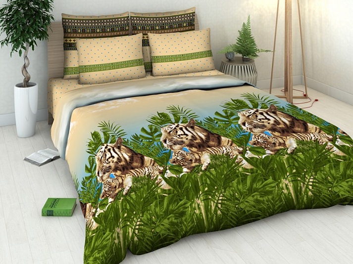 Постельное белье из бязи «Амурские тигры» | Интернет-магазин изделий из льна «Линайф»